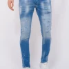 Blue Ripped SkaterJeans Heren - Slim Fit -1078- Blauw