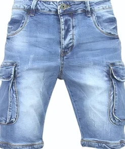 Cargo Short - Slim Fit -1088- Blauw