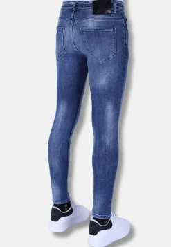 Denim Jeans met Gebleekte Wassing - Slim Fit-1094- Blauw