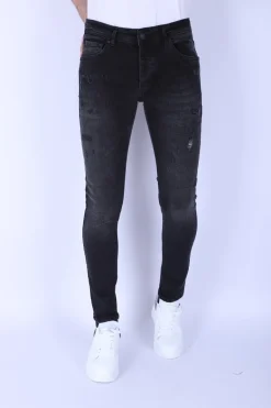 Distressed & Washed Jeans Heren - Slim Fit -1105- Zwart
