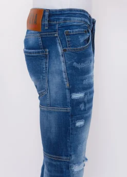 Distressed Ripped Jeans Heren - Slim Fit -1082- Blauw