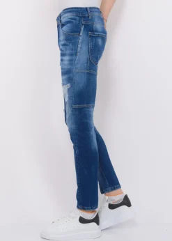 Distressed Ripped Jeans Heren - Slim Fit -1082- Blauw