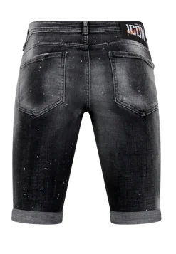 Distressed Short Stonewash - Slim Fit -1087- Zwart