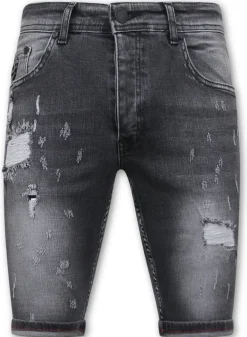 Heren Denim Short - Slim Fit - 1039 - Grijs