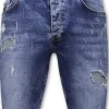 Heren Denim Short - Slim Fit - 1054 - Blauw
