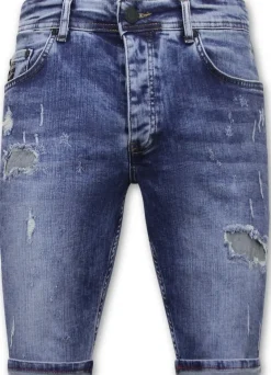 Heren Denim Short - Slim Fit - 1054 - Blauw