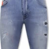 Heren Denim Short - Slim Fit - 1048 - Blauw