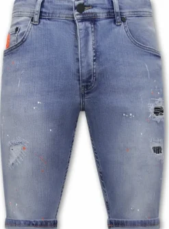 Heren Denim Short - Slim Fit - 1048 - Blauw