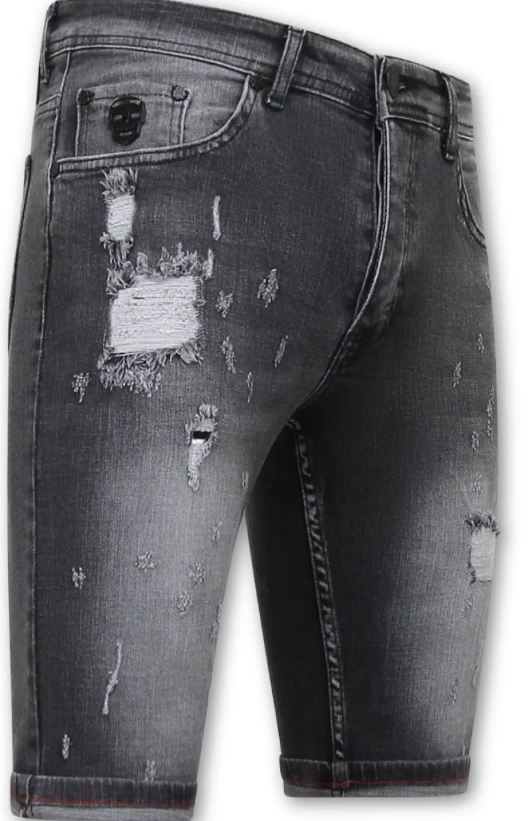 Heren Denim Short - Slim Fit - 1039 - Grijs