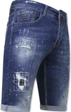 Heren Denim Short - Slim Fit - 1035 - Blauw