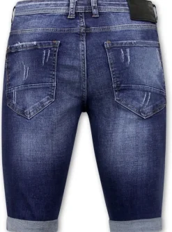 Heren Denim Short - Slim Fit - 1018 - Blauw