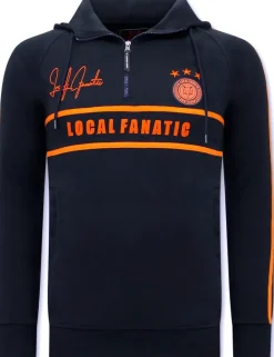 Hoodie Heren - Double Striped - Blauw / Oranje