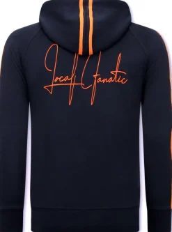 Hoodie Heren - Double Striped - Blauw / Oranje