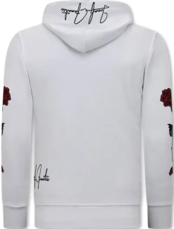 Hoodie Heren - Love & Roses - Wit