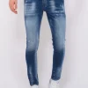 Paint Splash Ripped Jeans Heren - Slim Fit -1071- Blauw