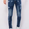 Paint Splatter Jeans Heren - Slim Fit -1077- Blauw