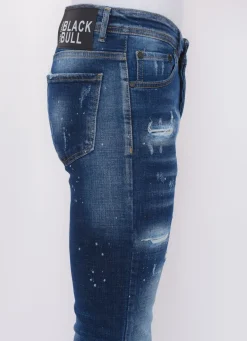 Paint Splatter Jeans Heren - Slim Fit -1077- Blauw