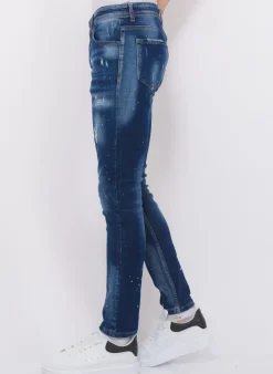 Paint Splatter Jeans Heren - Slim Fit -1077- Blauw