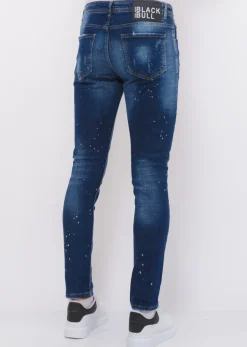 Paint Splatter Jeans Heren - Slim Fit -1077- Blauw
