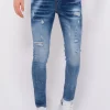 Paint Splatter Ripped Jeans Mens - Slim Fit -1079- Blauw