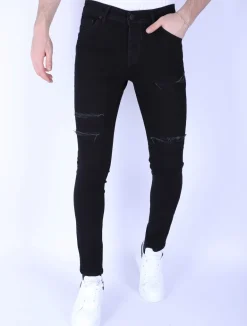 Ripped Heren Jeans - Slim Fit -1092- Zwart