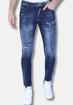 Ripped Jeans Heren - Slim Fit -1100- Blauw