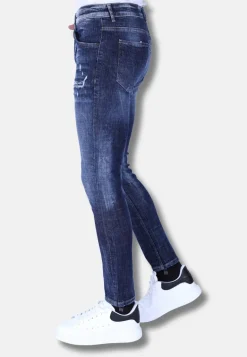 Ripped Jeans Heren - Slim Fit -1100- Blauw