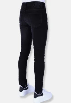 Ripped Plain Heren Jeans - Slim Fit -1106- Zwart