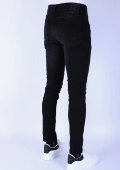 Ripped Plain Heren Jeans - Slim Fit -1106- Zwart