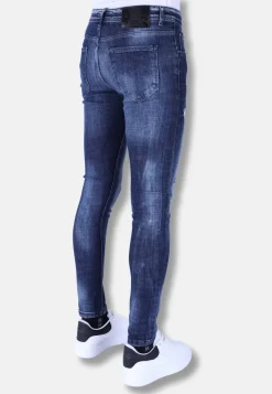 Ripped Stonewash Jeans Heren - Slim Fit -1101- Blauw