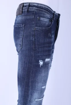 Ripped Stonewash Jeans Heren - Slim Fit -1101- Blauw