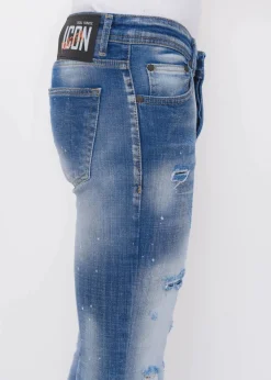 Ripped Stonewashed Jeans Heren - Slim Fit -1073- Blauw