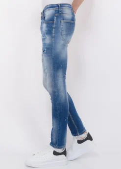 Ripped Stonewashed Jeans Heren - Slim Fit -1073- Blauw