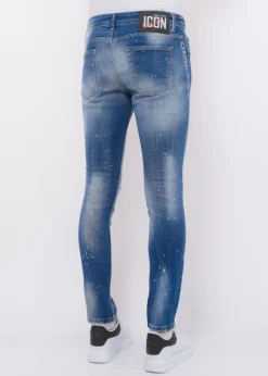 Ripped Stonewashed Jeans Heren - Slim Fit -1073- Blauw