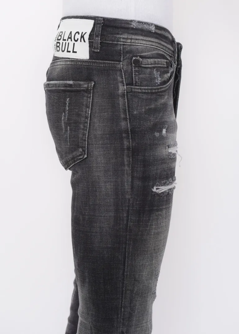 Stonewashed Mannen Jeans - Slim Fit -1085- Zwart