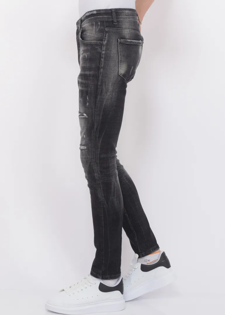 Stonewashed Mannen Jeans - Slim Fit -1085- Zwart