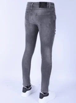 Stonewashed Mannen Jeans - Slim Fit -1093- Grijs