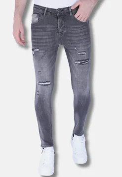 Stonewashed Mannen Jeans - Slim Fit -1093- Grijs