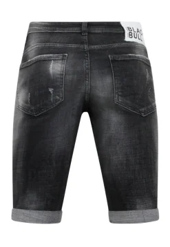 Stonewashed Ripped Short - Slim Fit -1085- Zwart