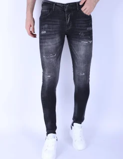 Stretch Denim Stonewash Heren - Slim Fit -1096- Grijs