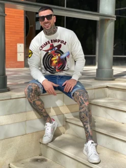 Sweater Heren - Crime Empire - Wit