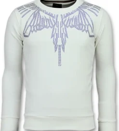 Sweater Heren - Rhinestone Eagle - Wit