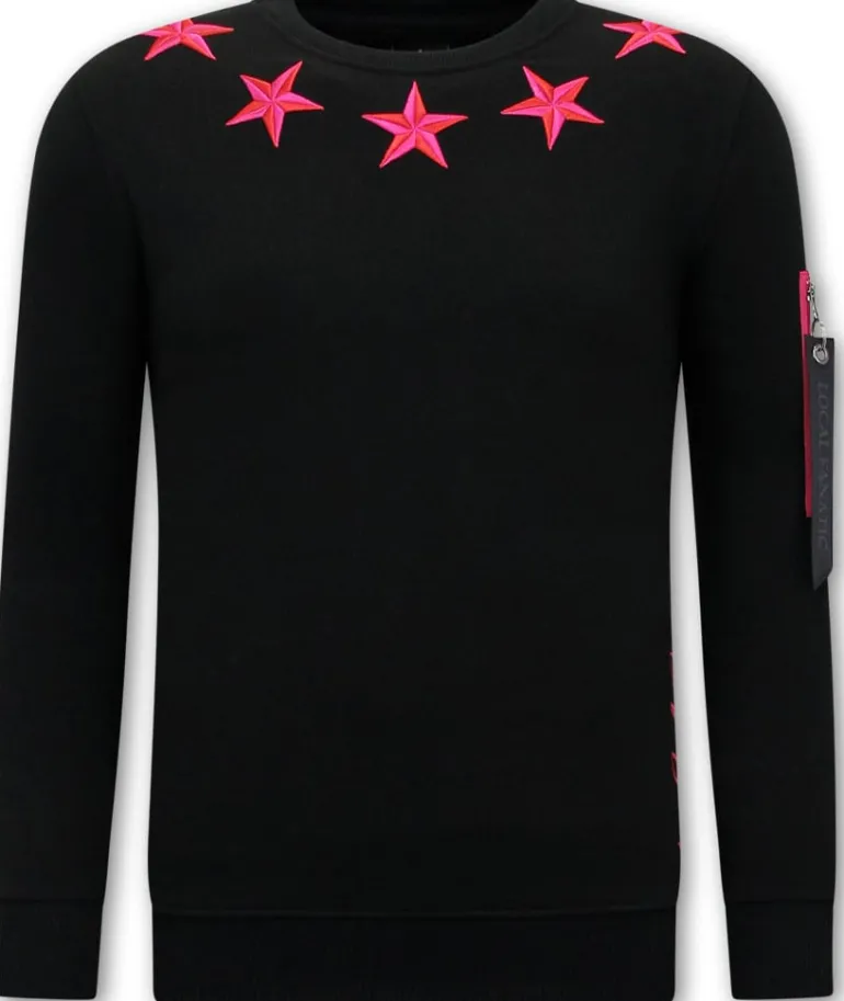 Sweater Heren - Royal Stars - Zwart / Roze