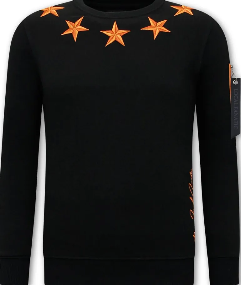 Sweater Heren - Royal Stars - Zwart / Oranje