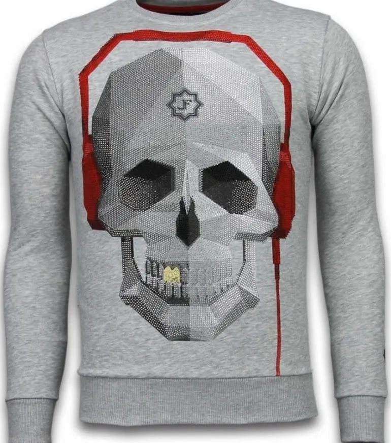 Sweater Heren - Skull Beat - Grijs
