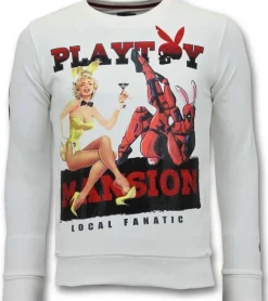 Sweater Heren - The Playtoy Mansion - Wit