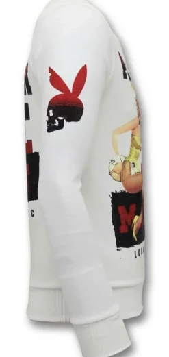 Sweater Heren - The Playtoy Mansion - Wit