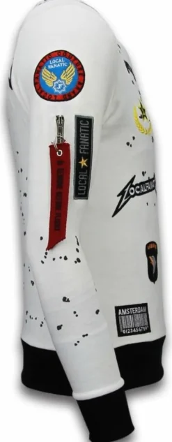 Sweater Heren Borduur - Airborne - Wit