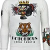 Sweater Heren Borduur - Notorious Tattoo - Wit