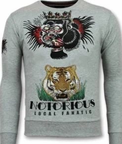 Sweater Heren Borduur - Notorious Tattoo - Grijs